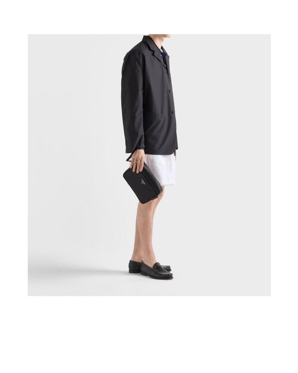 Prada Black Triangle-Logo Zipped Shoulder Bag for men