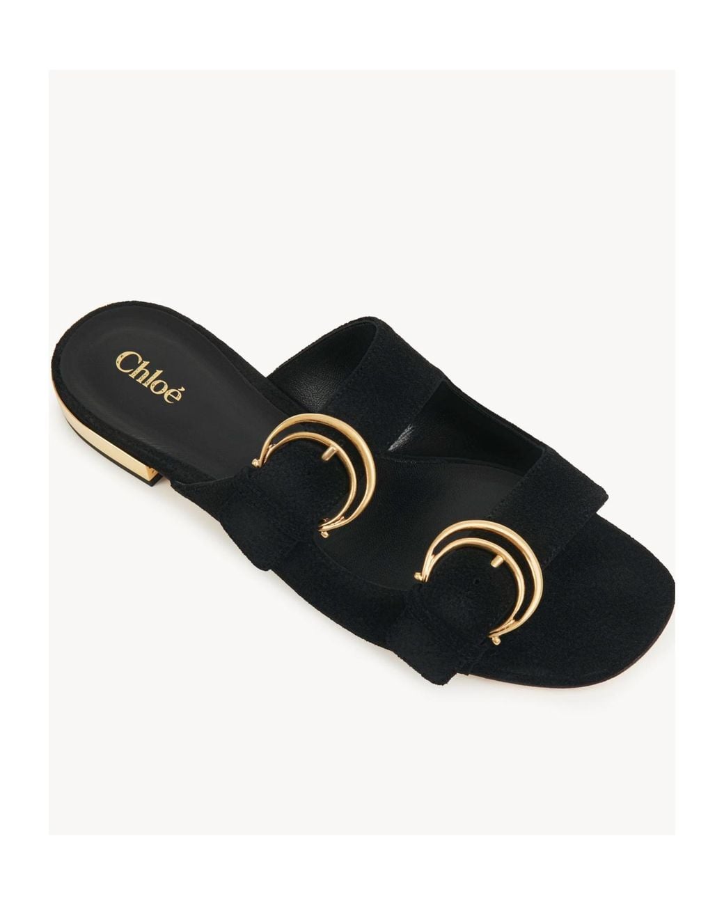 Chloé Black Chloé Alizè Double C Buckle Flat Sandals