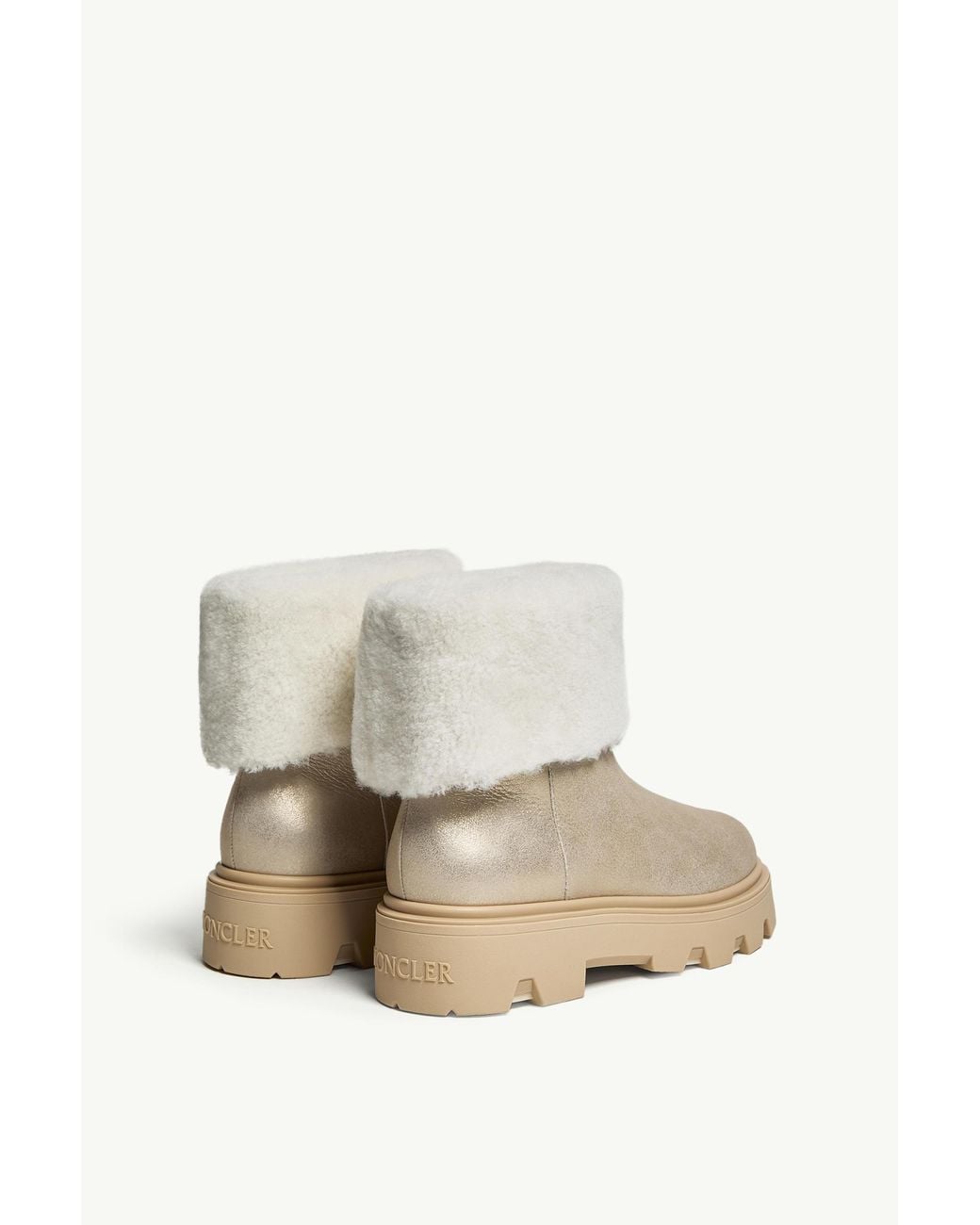 Moncler Natural Aurea Round-Toe Boots