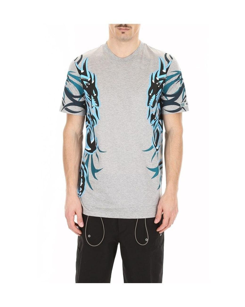 Lanvin Blue Printed T-Shirt for men