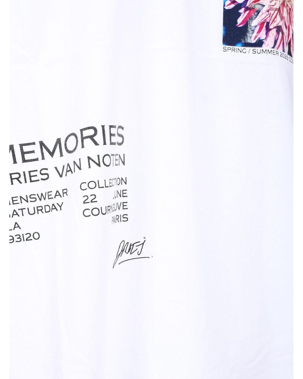 Dries Van Noten White Graphic-Printed Crewneck T-Shirt for men