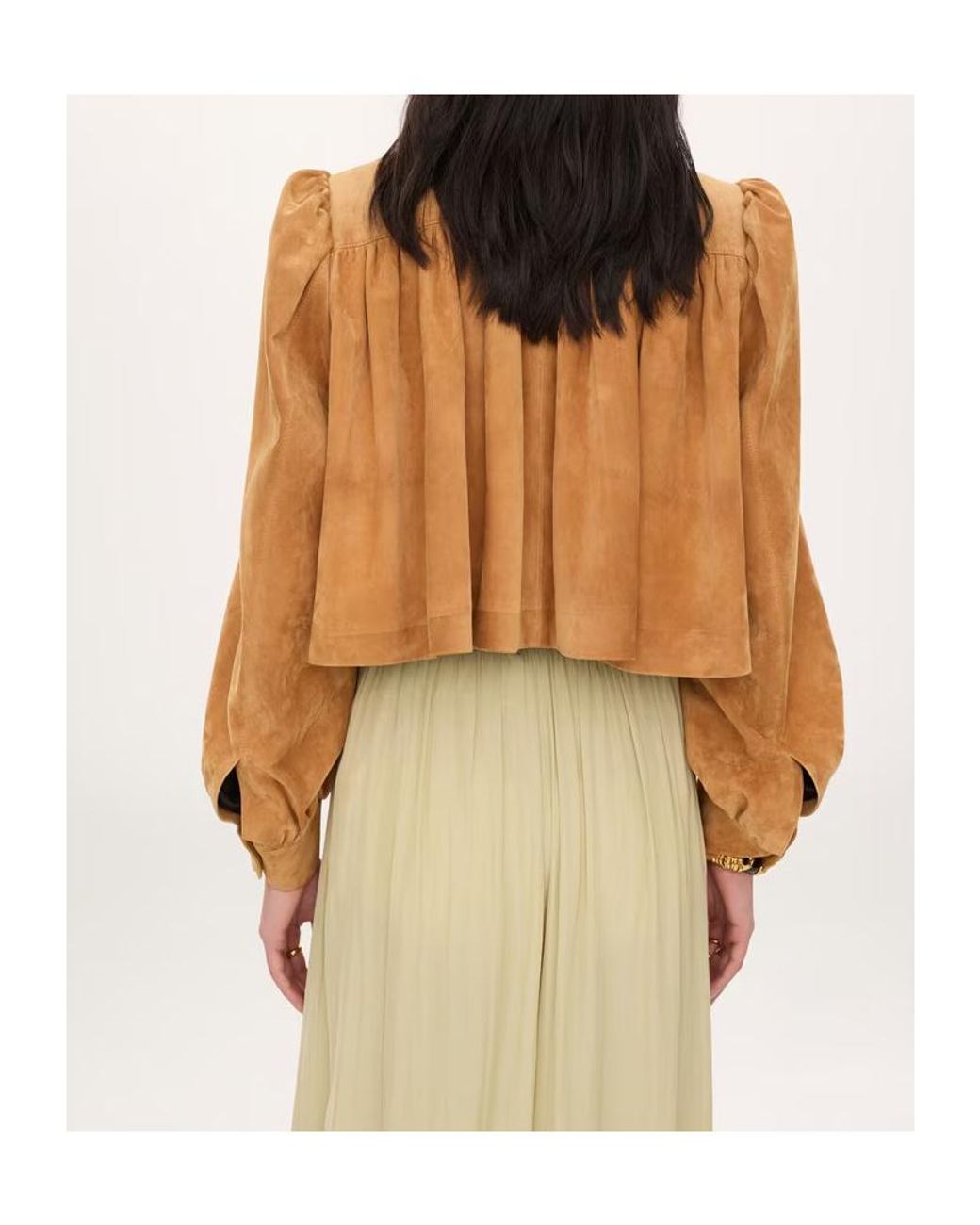 Chloé Brown Pleated Leather Jacket