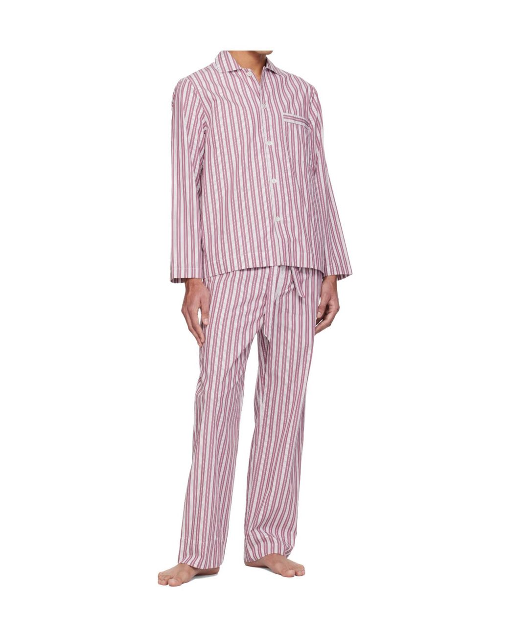 Tekla Pink Striped Pyjamas Shirt for men