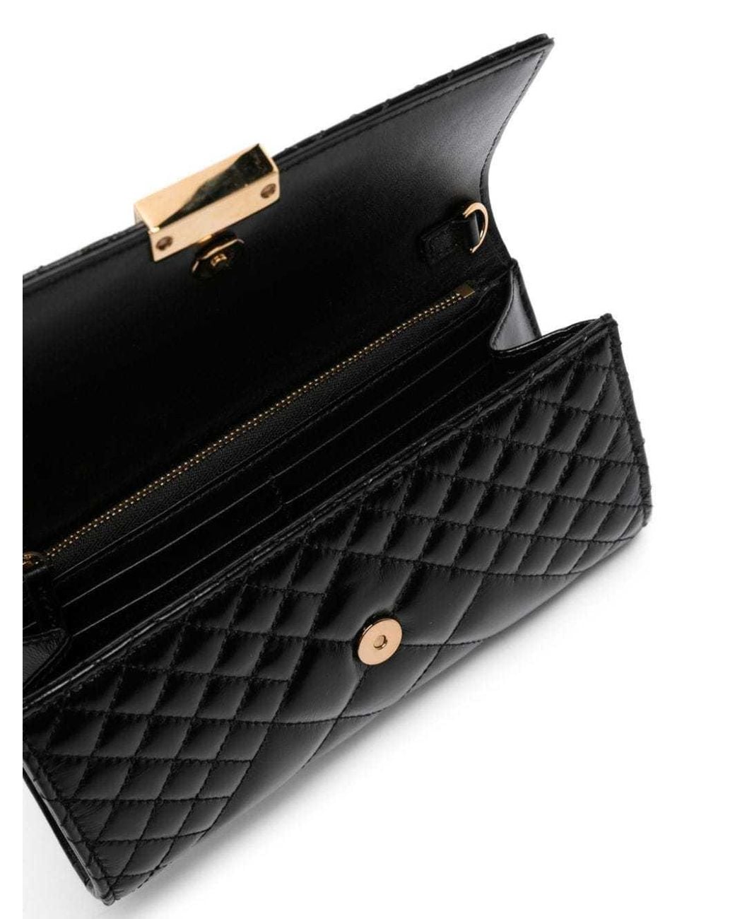 Versace Black Greca Goddess Matelassé Chain-Linked Clutch Bag
