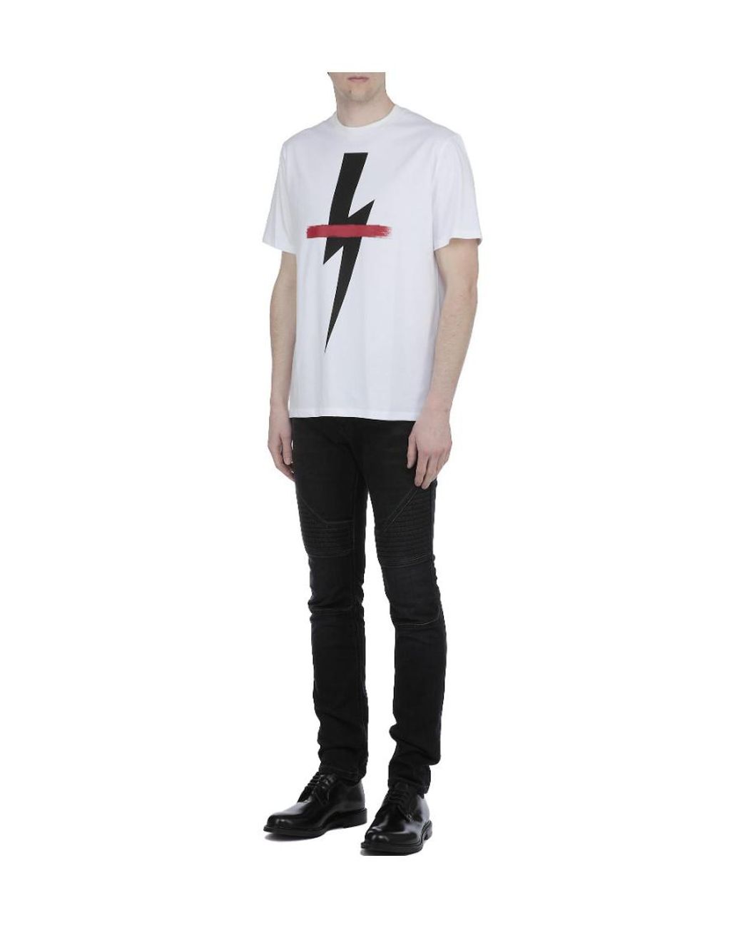Neil Barrett White Lightning Printed T-Shirt for men