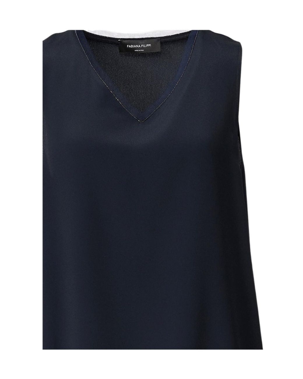 Fabiana Filippi Blue Crepe De Chine Tank Top
