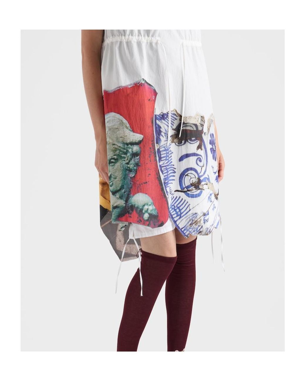 Prada White Printed Compact Fabric Dress