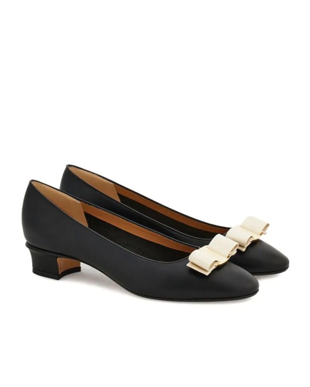 Ferragamo Black Vara Bow Block Heel Pump