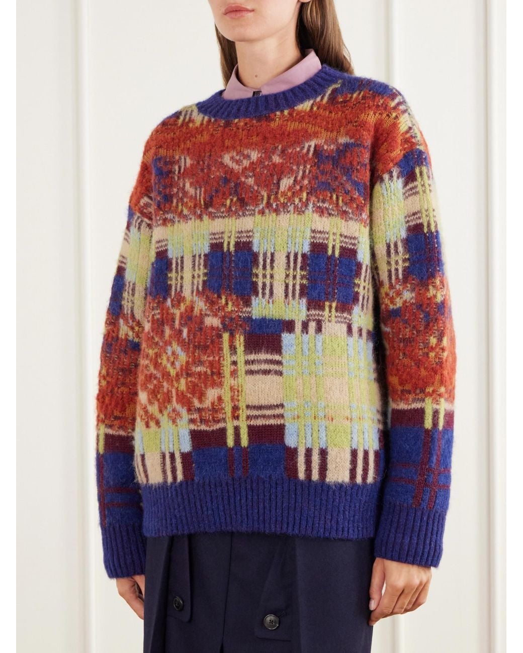 Dries Van Noten Blue Merino And Wool-Blend Sweater