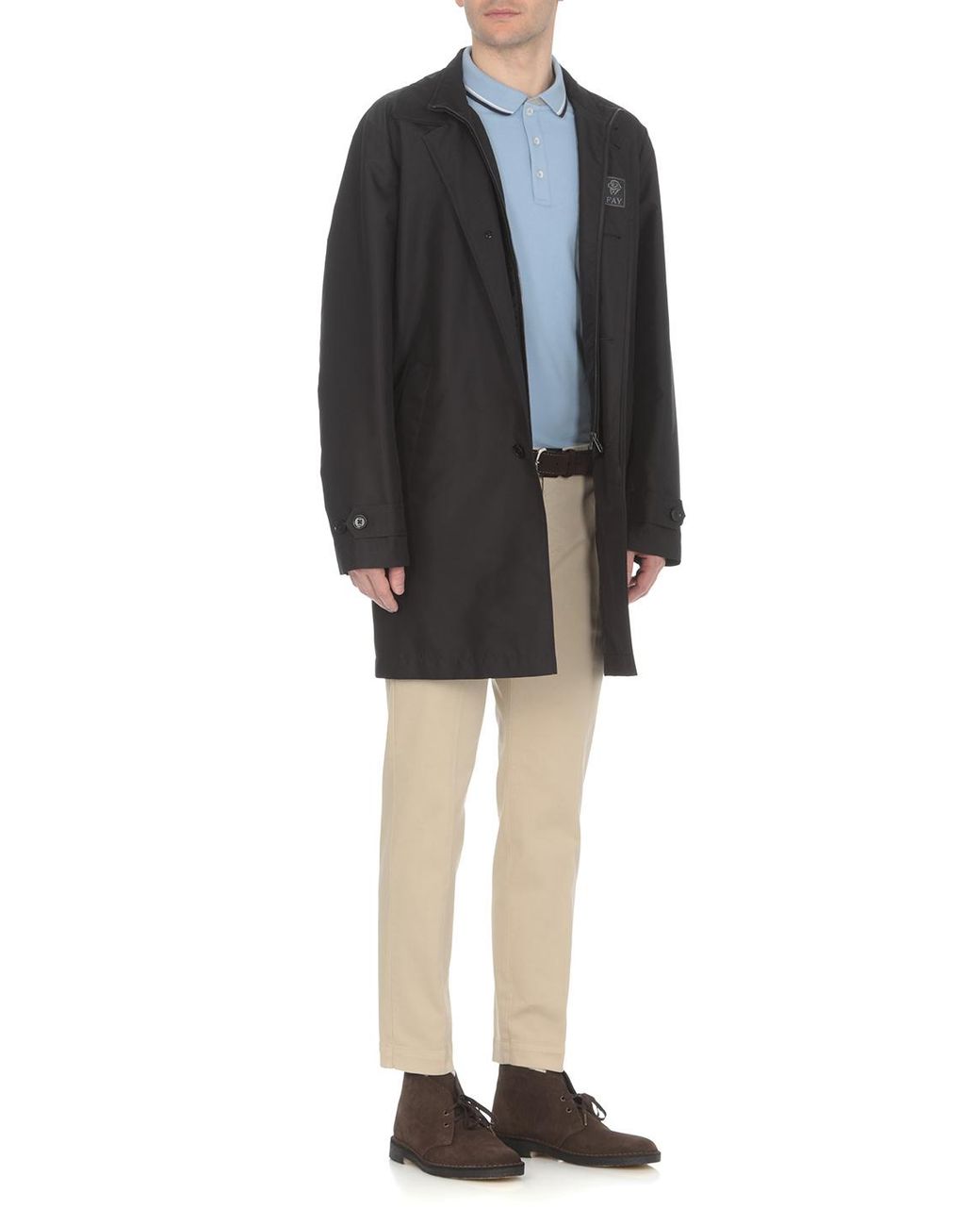 Fay Blue Single-Breasted Long-Sleeved Coat for men