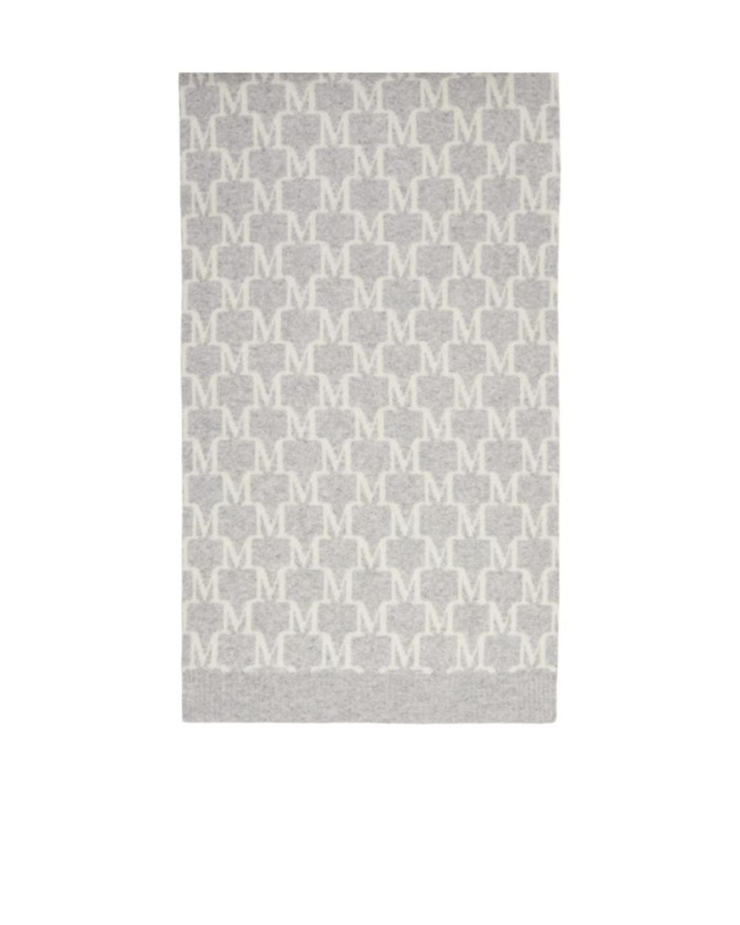 Max Mara Gray Orli Monogram Knit Scarf