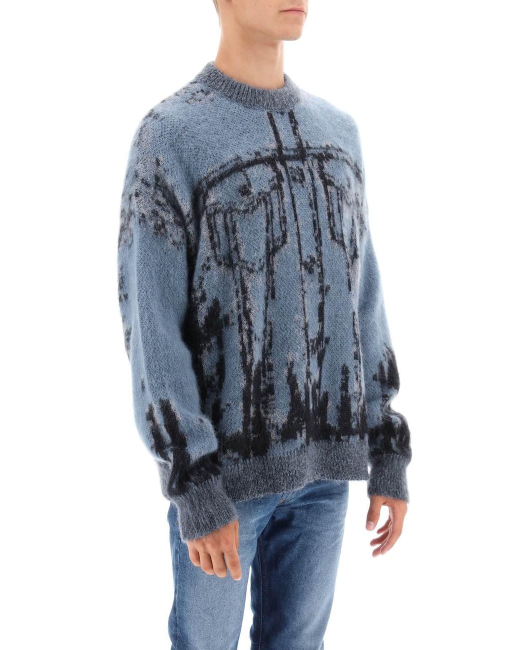 DIESEL Blue K-Patmos Crewneck Long-Sleeved Sweatshirt for men