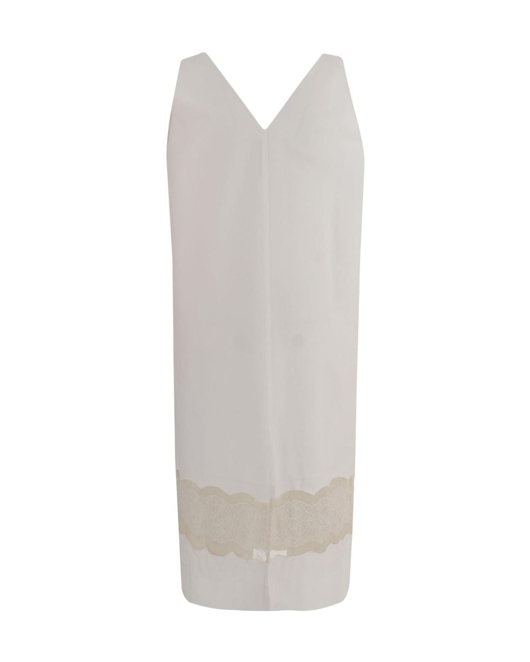Carven White Lace-Trim V-Neck Dress