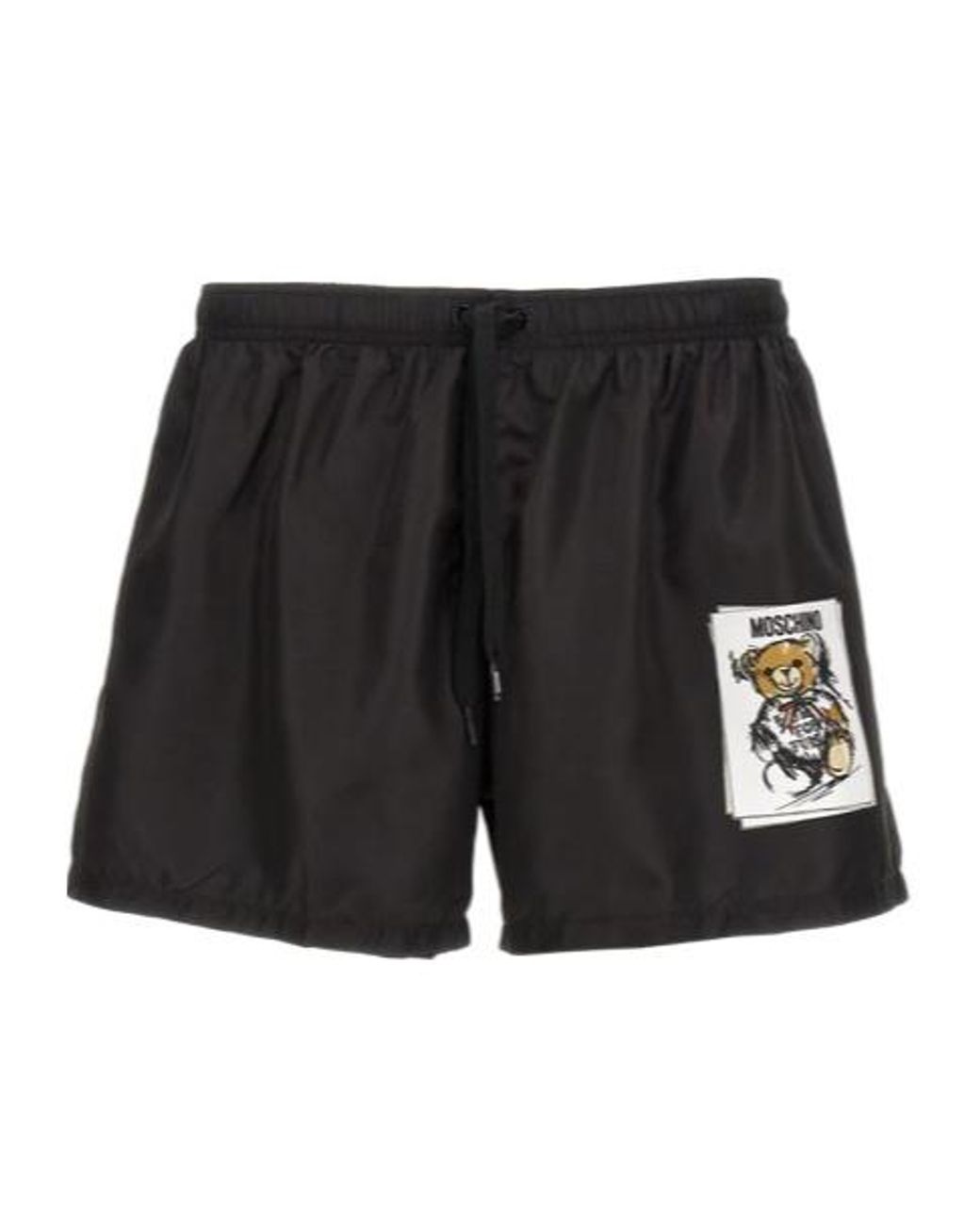 Moschino Black Teddy Printed Swim Shorts for men