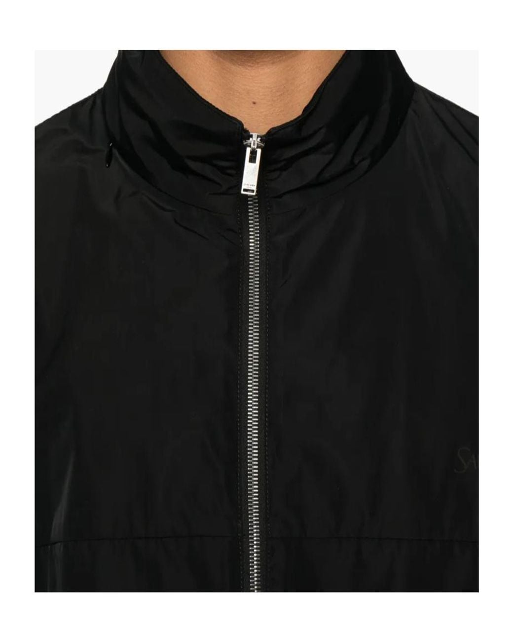 Saint Laurent Black Logo Embroidered Zip-Up Jacket for men