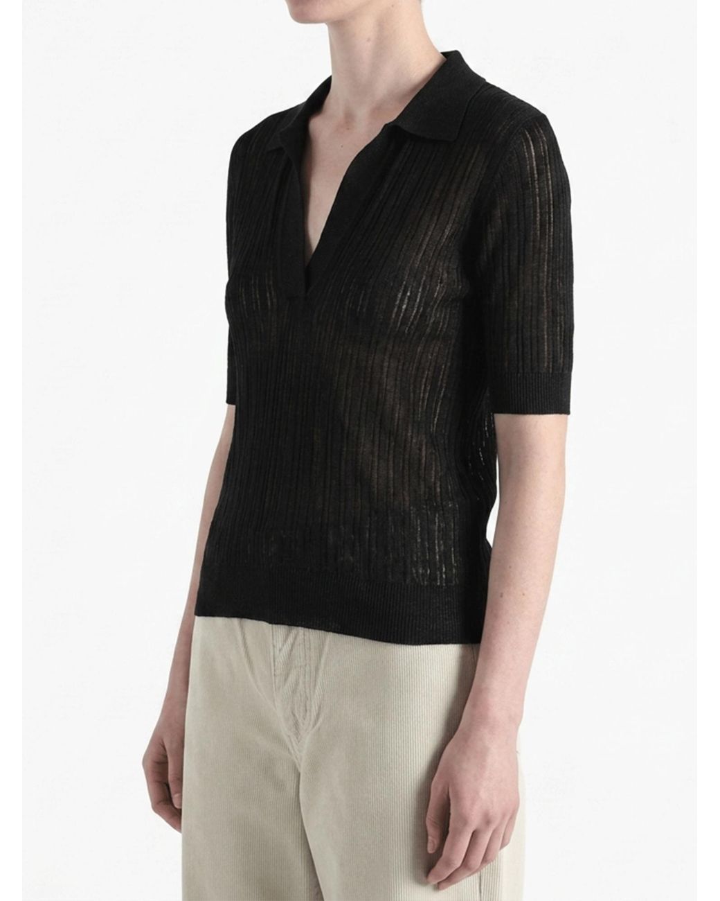 Uma Wang Black Collared Polo Shirt