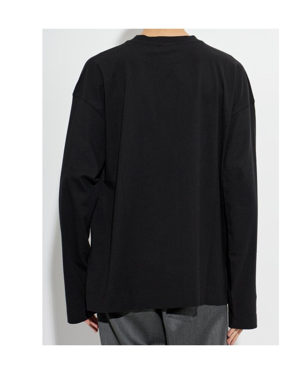 Dries Van Noten Black Hegland Oversized Long Sleeve T-Shirt for men