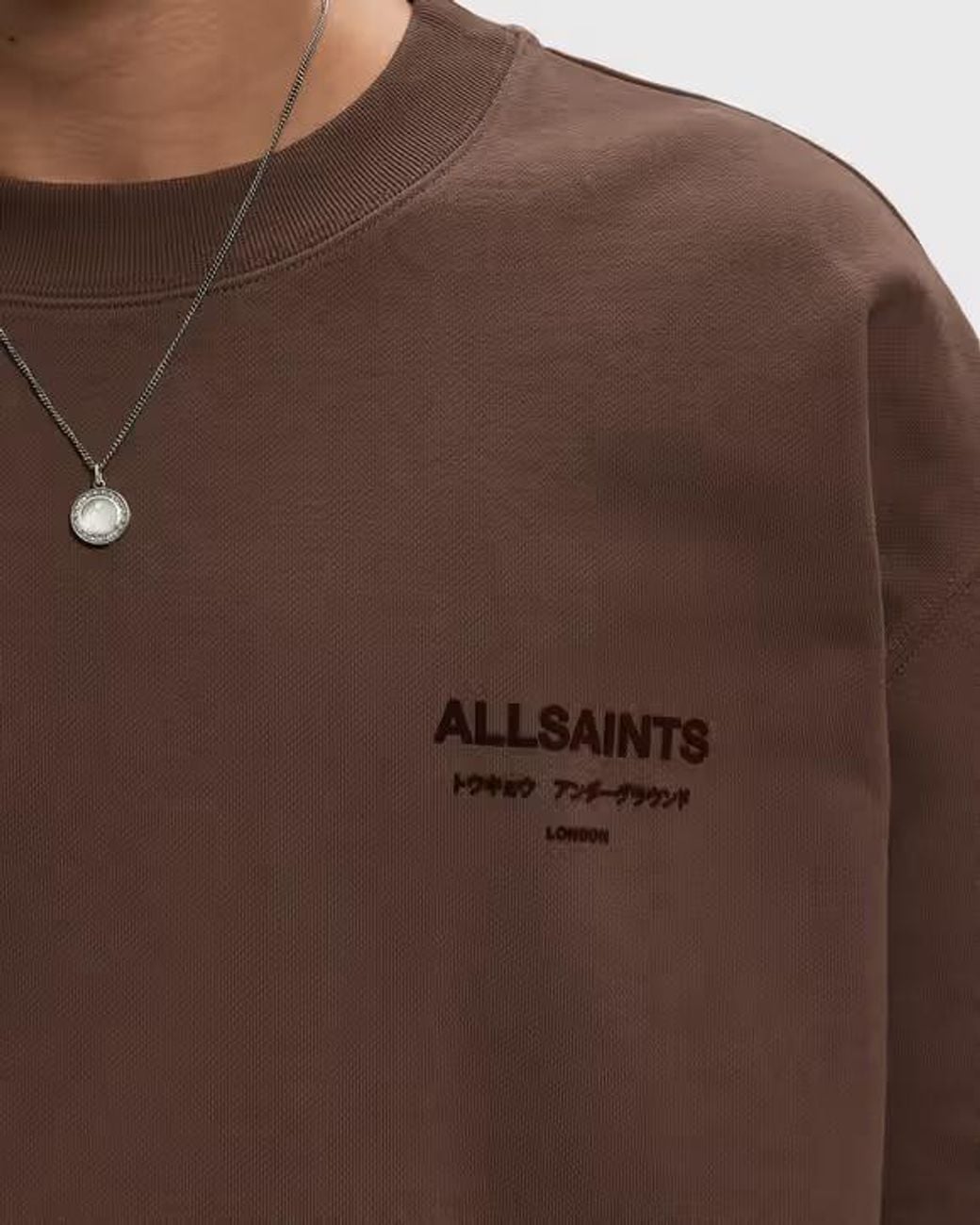 AllSaints Brown Crew-Neck Sweatshirt for men