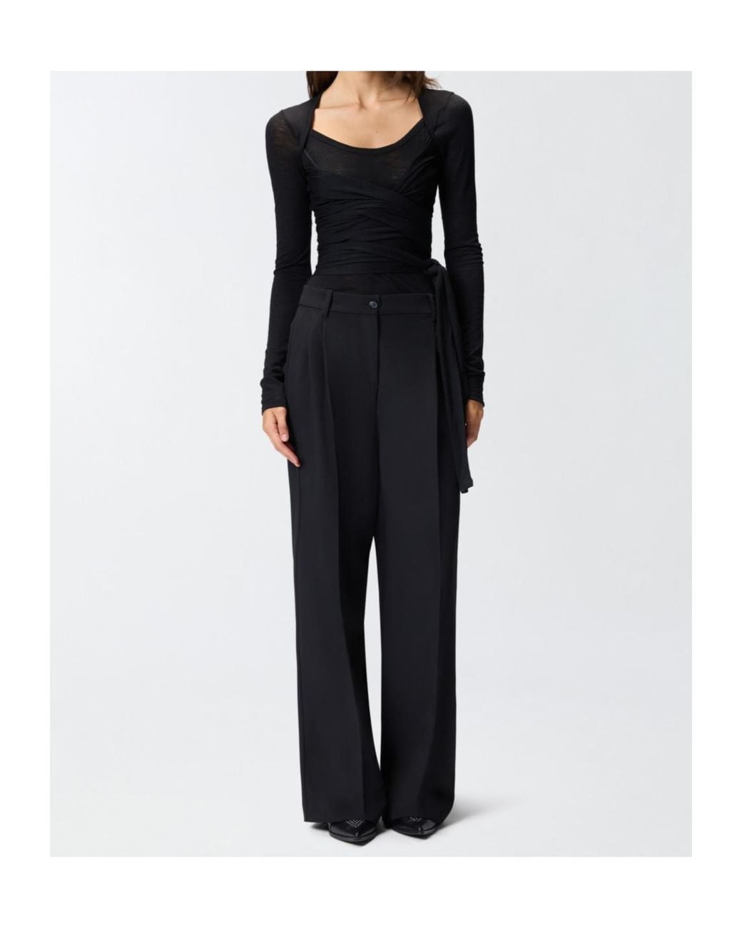 Pinko Black Wrap-Effect T-Shirt