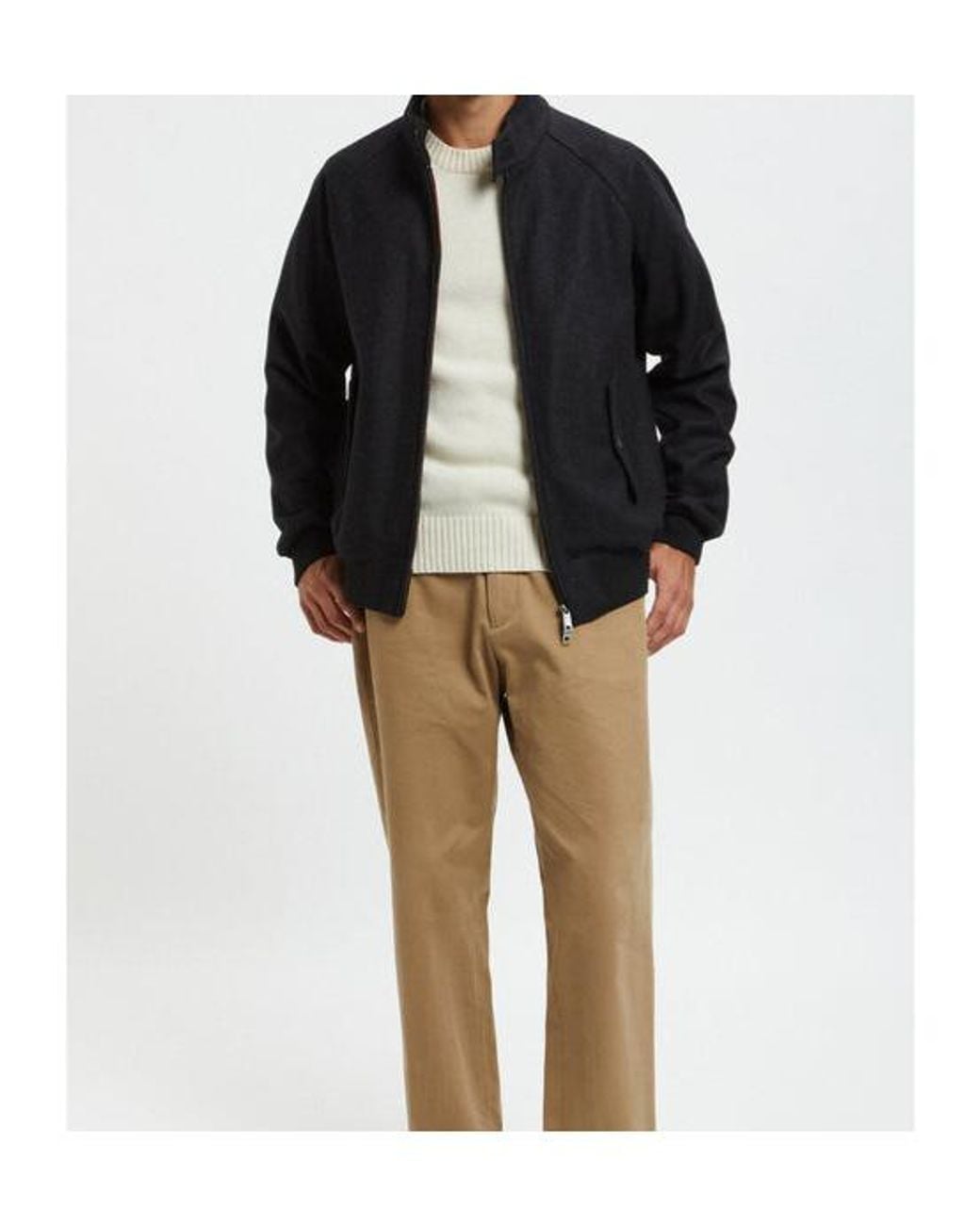 Baracuta Black G9 Melton Zip Bomber Jacket for men