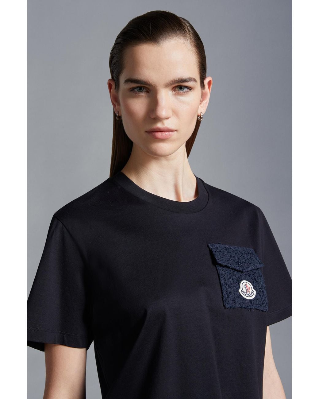 Moncler Black Tweed Pocket Crewneck T-Shirt