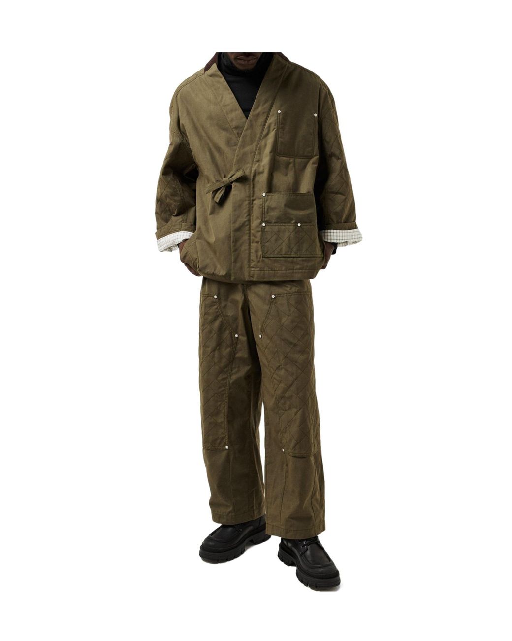 KENZO Green Workwear Wide-Leg Trousers for men