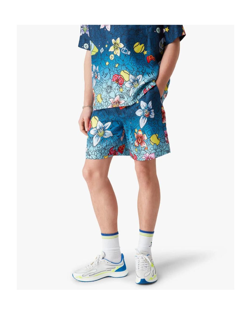 Casablanca Blue Graphic Printed Drawstring Shorts for men
