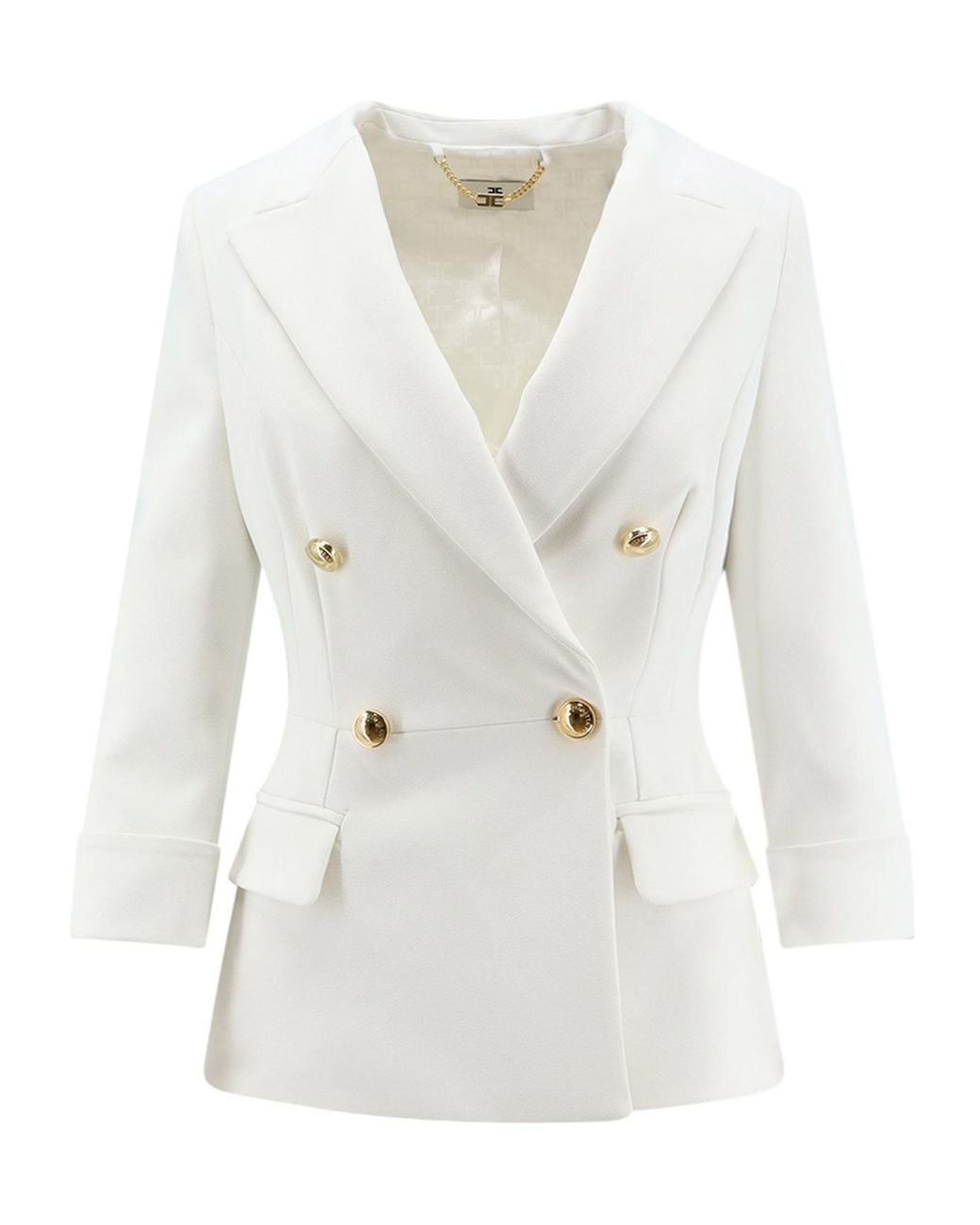 Elisabetta Franchi White Double Breasted Tailored Blazer