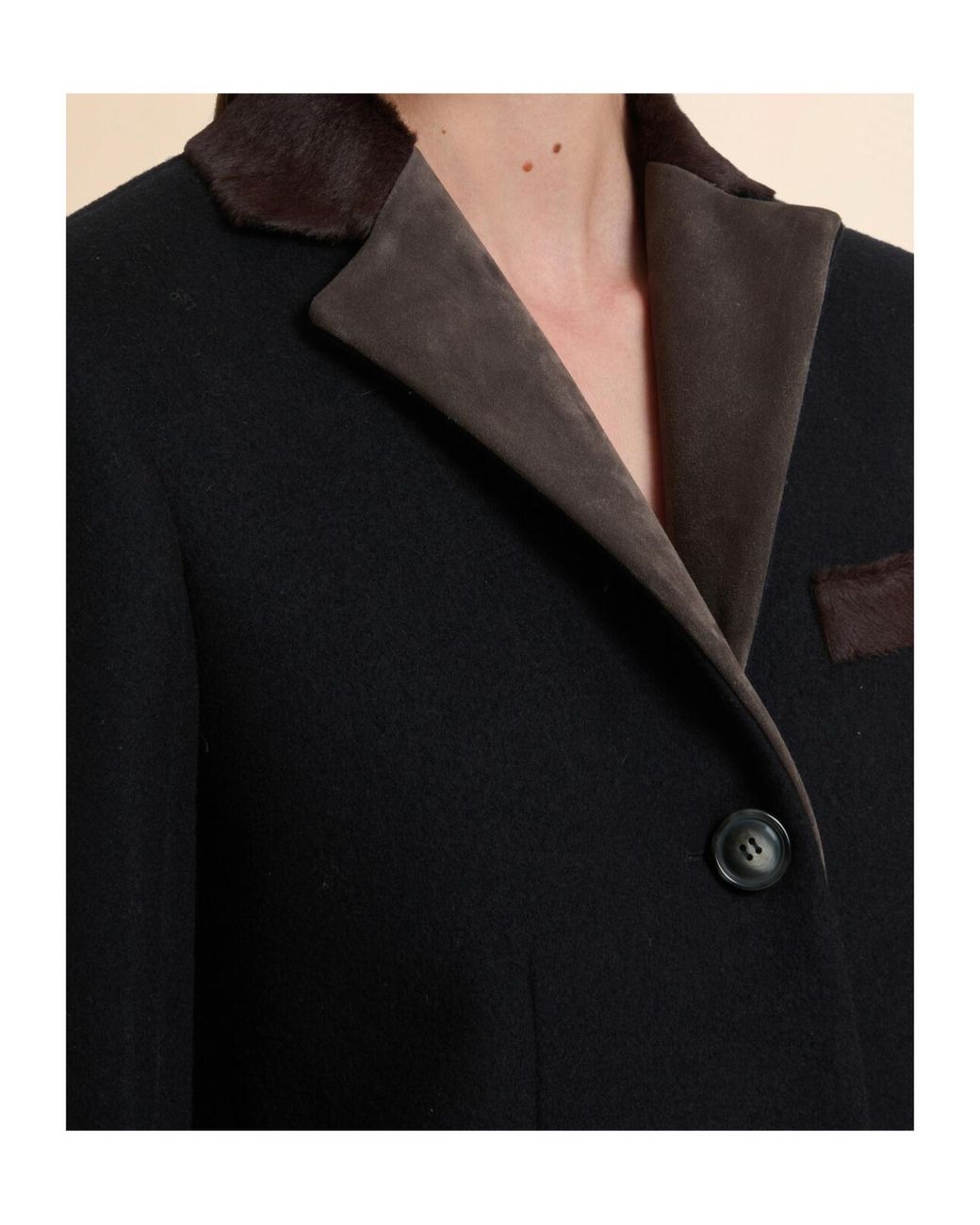 Marni Black Wool Felt Coat With Leather Details