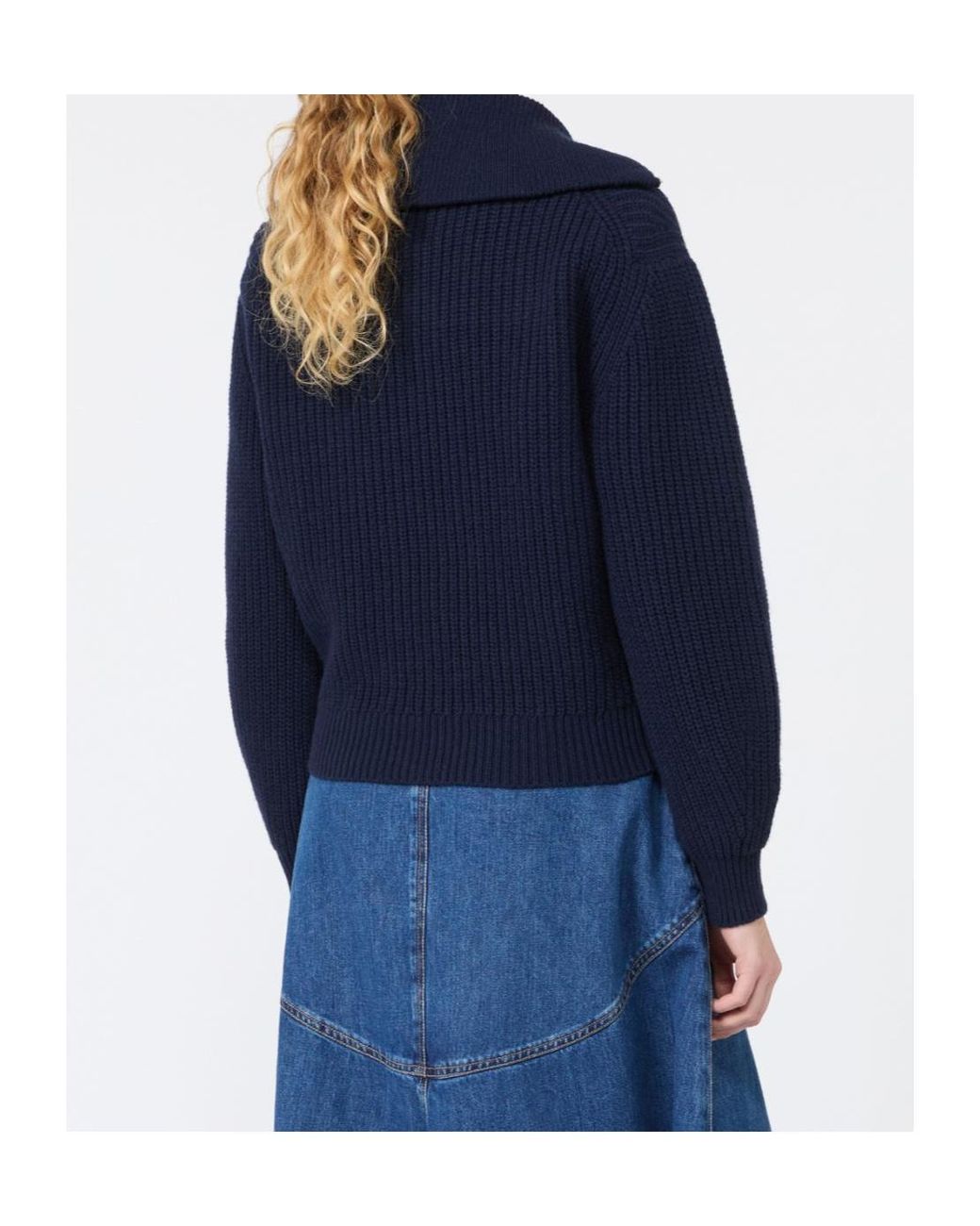 Weekend by Maxmara Blue Wkdlaser Front Zipped Knitted Jumper