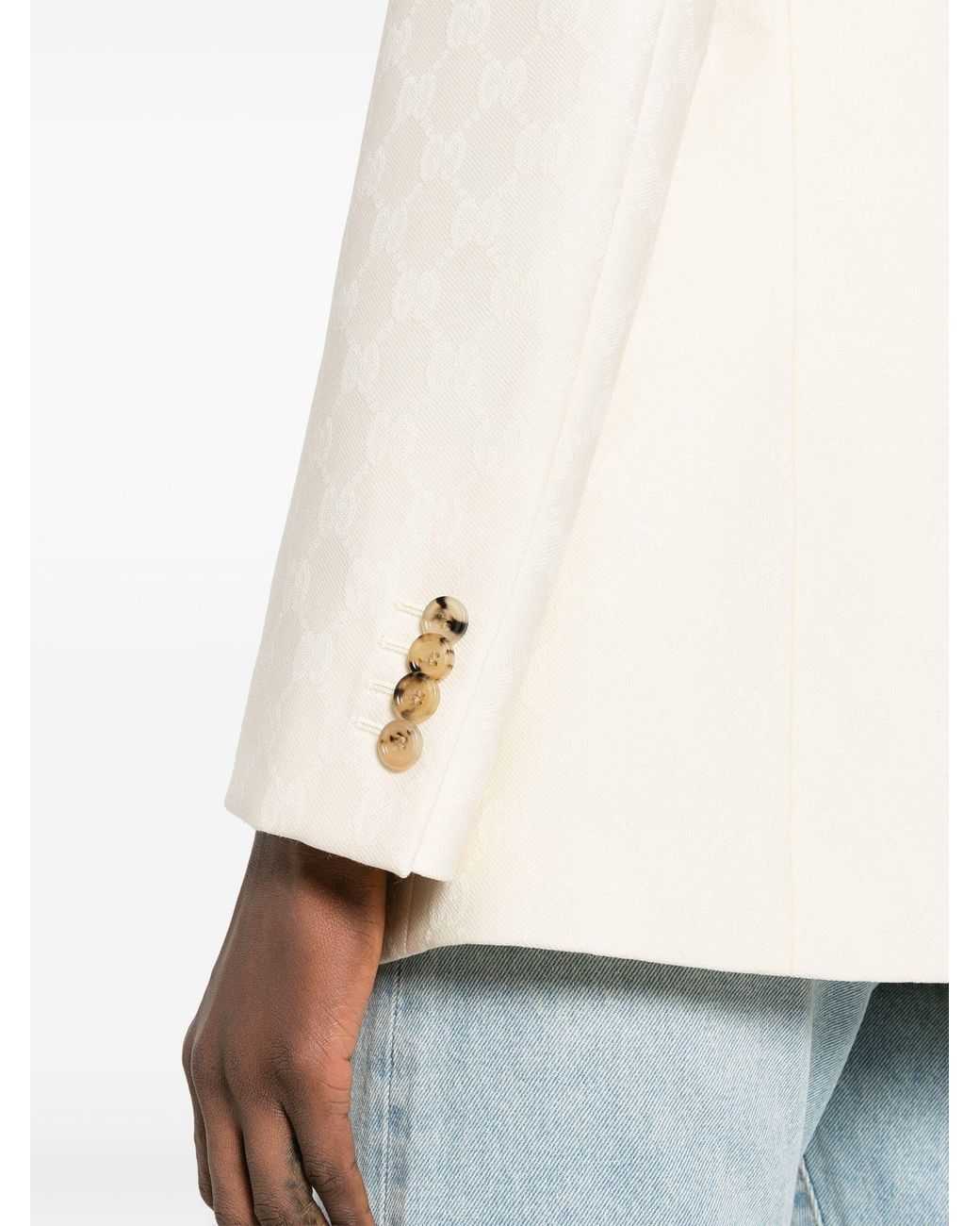 Gucci Natural Jacquard Tailored Blazer