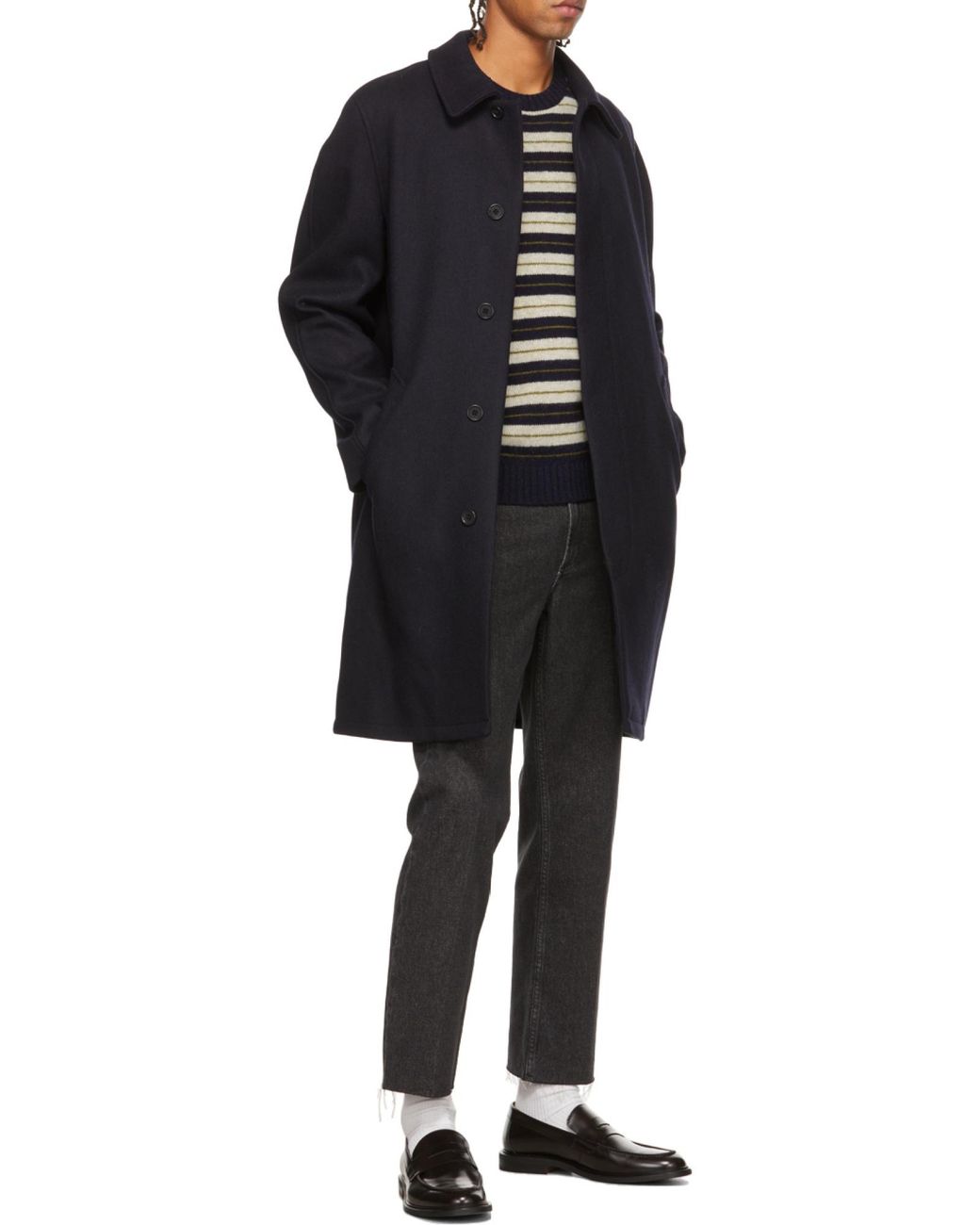 A.P.C. Blue Boxy Single-Breasted Coat for men