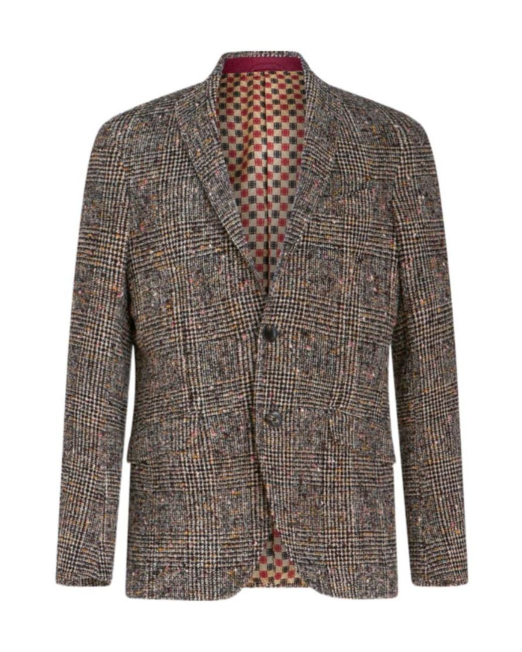 Etro Brown Single-Breasted Checked Blazer for men
