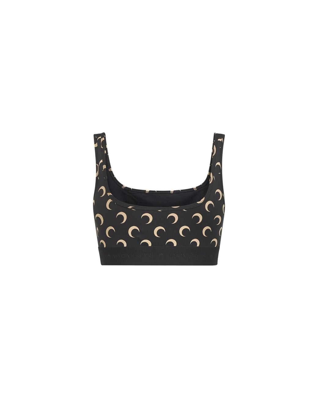 MARINE SERRE Black Moon-Printed Sleeveless Sports Bra