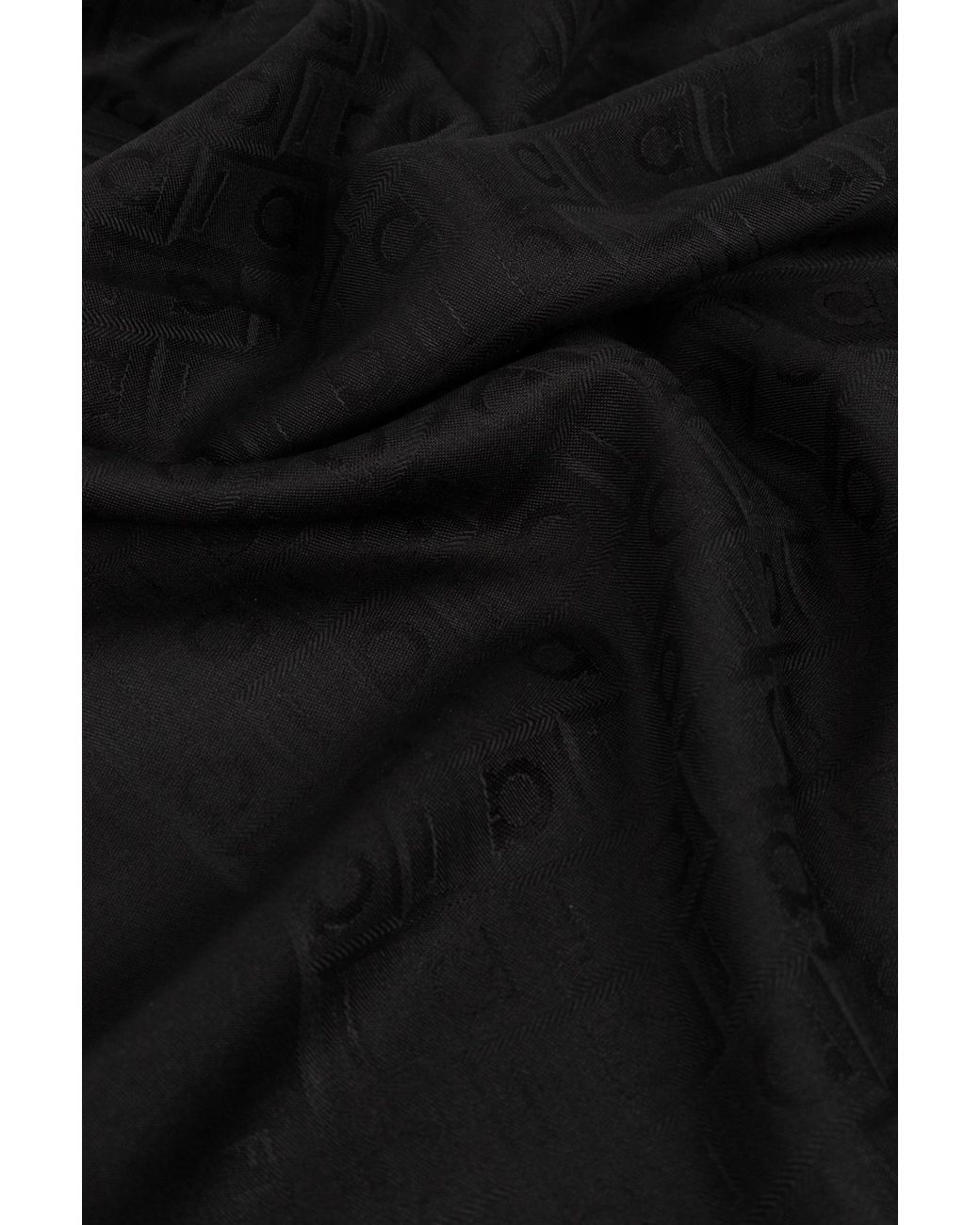 Ferragamo Black Ferragamo Monogram Jacquard Frayed-Edge Scarf