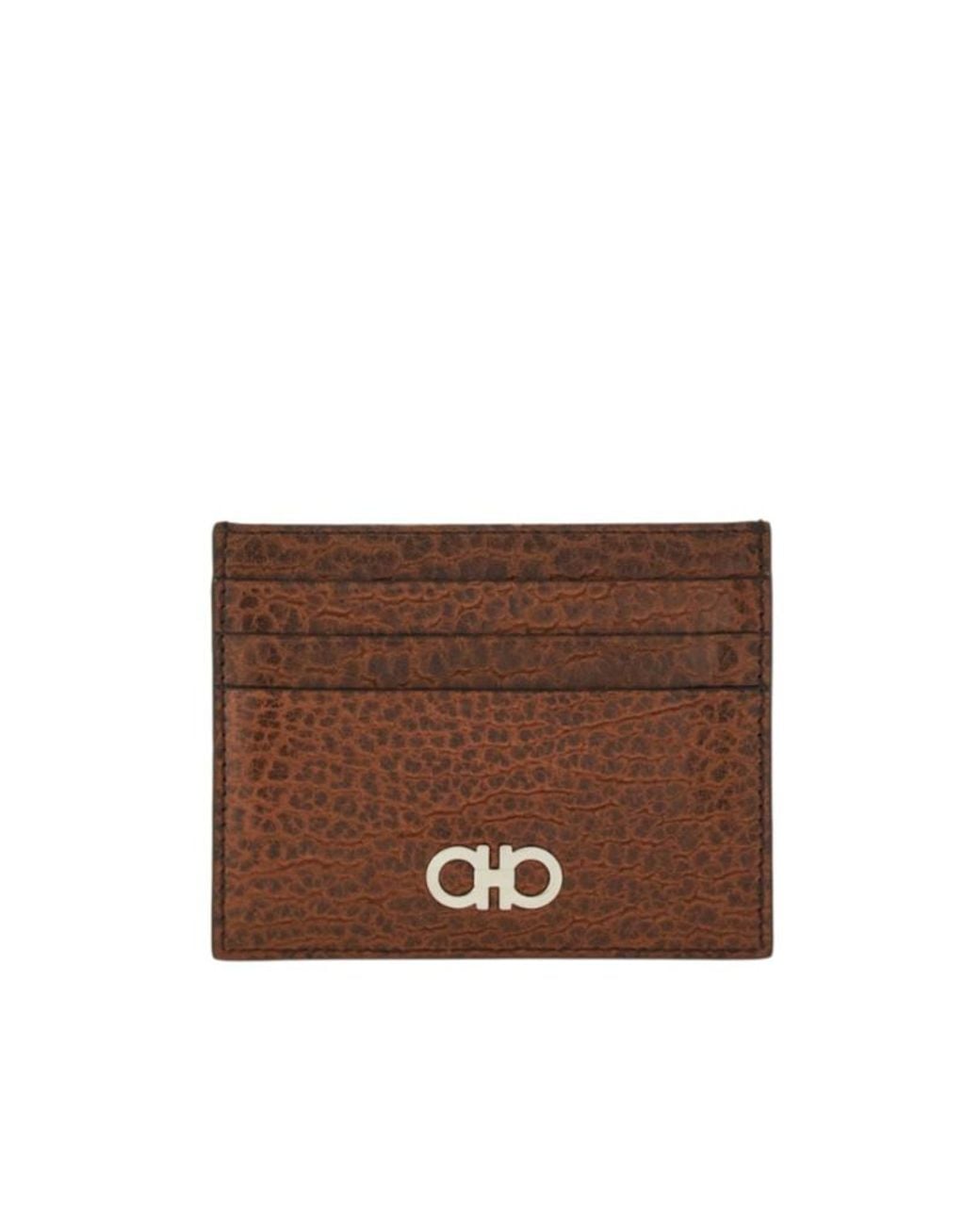 Ferragamo Brown Gancini Credit Card Holder for men