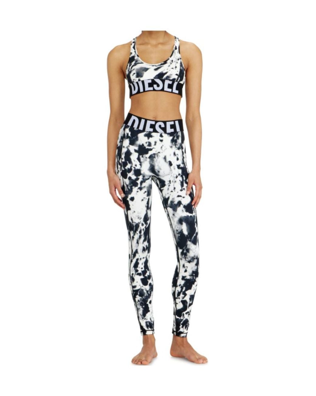 DIESEL Blue Printed Microfibre Sports Bra