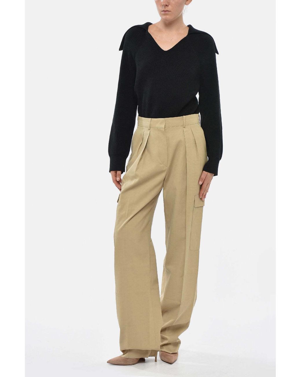 Max Mara Natural Jacopo Double-Pleated Cargo Trousers