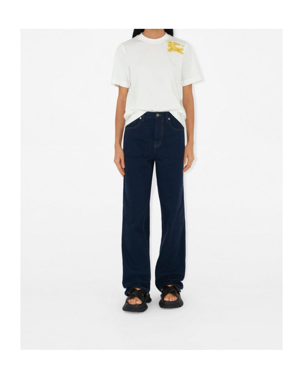 Burberry White Logo Printed Crewneck T-Shirt