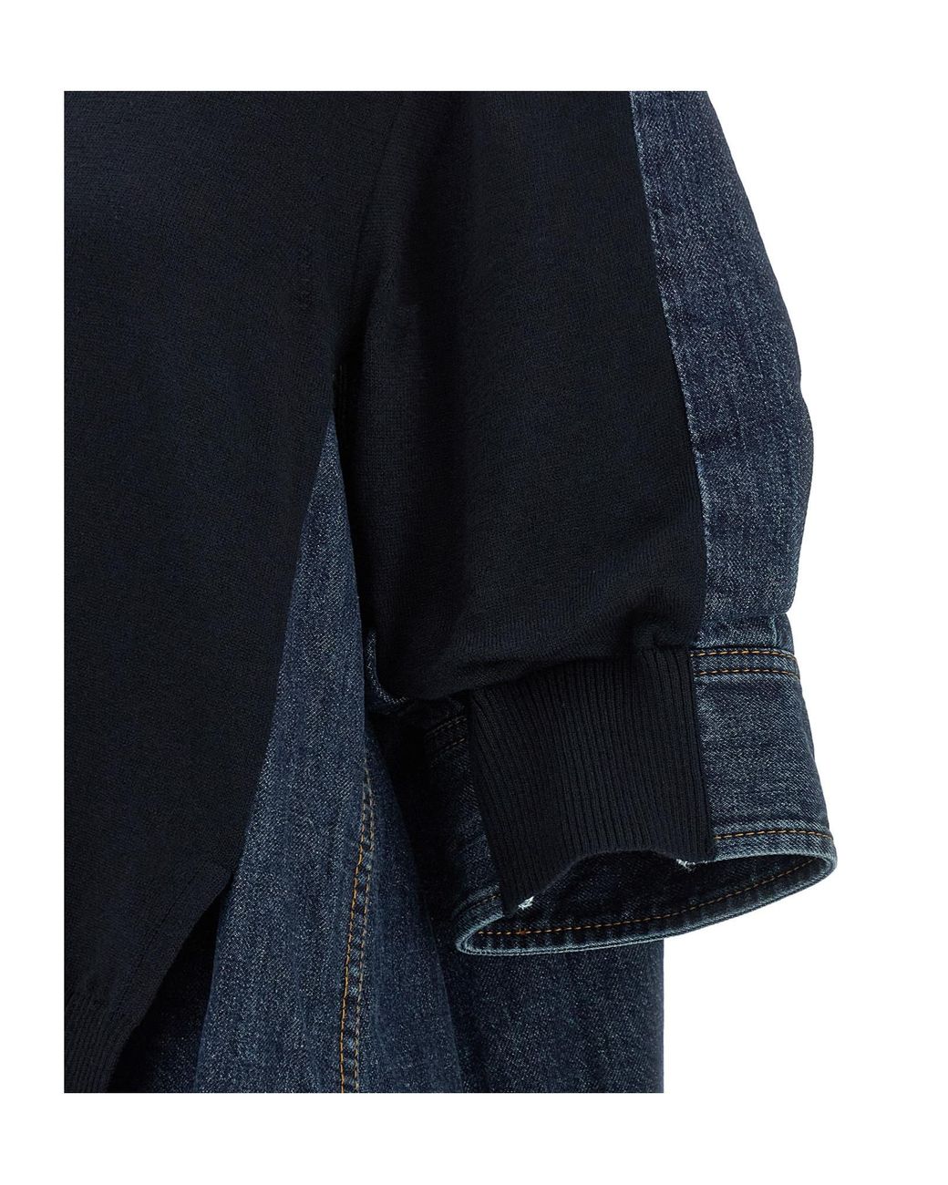 Sacai Blue Denim-Panelled Crewneck Jumper