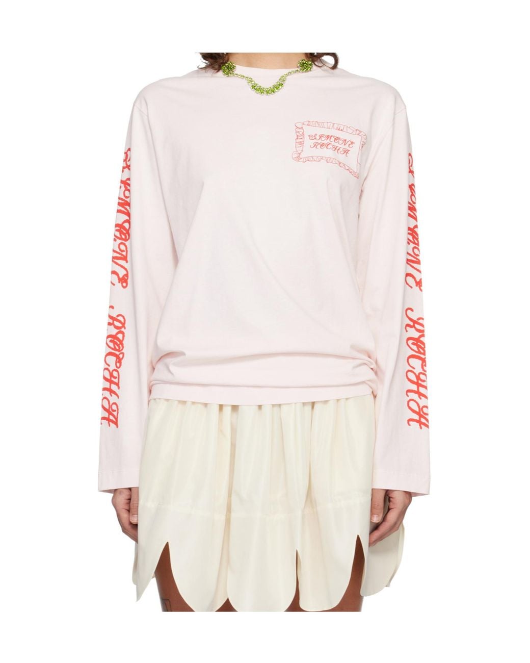 Simone Rocha Pink Printed Long-Sleeved T-Shirt