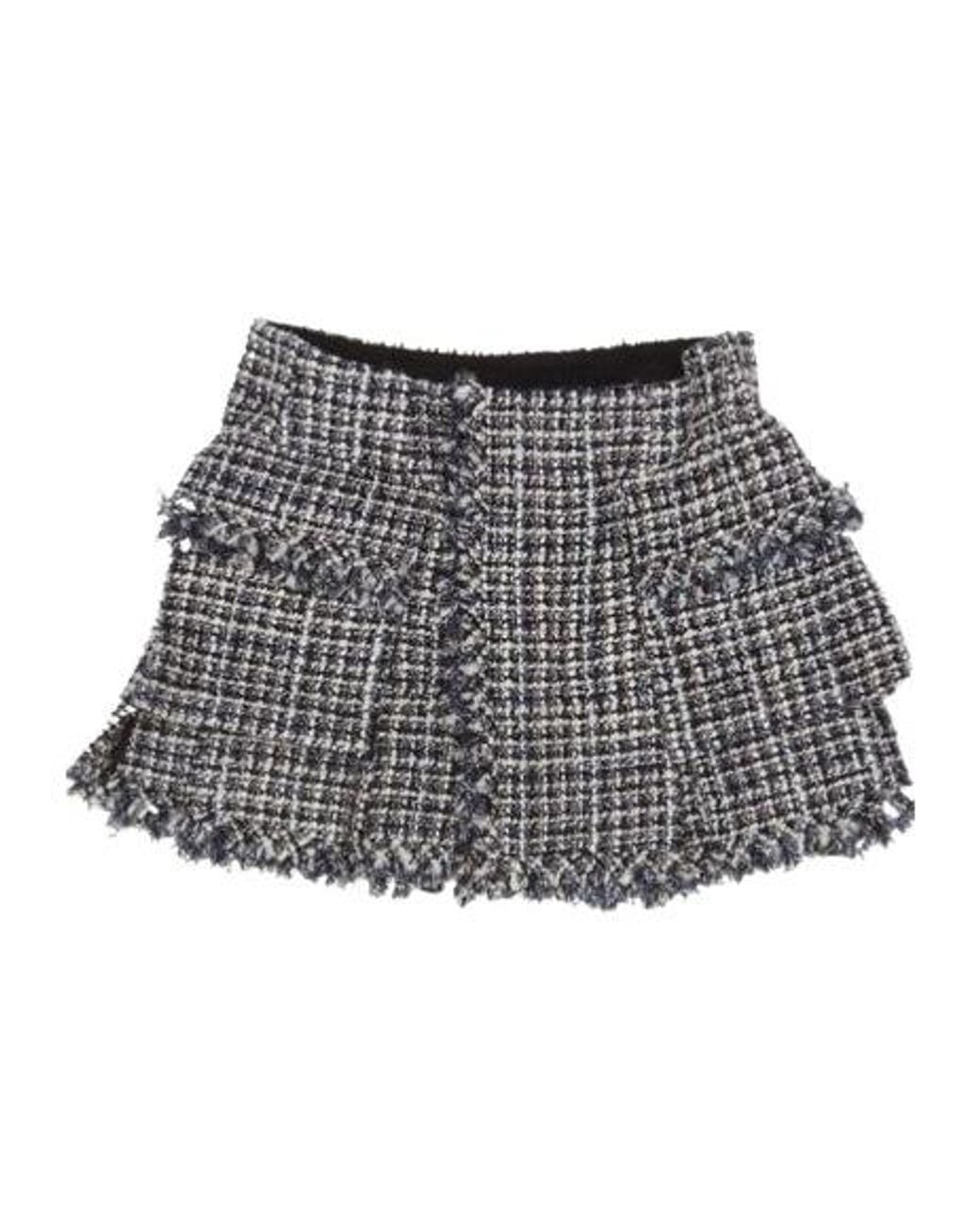 Sacai Gray Asymmetric Tweed Wrap Mini Skirt