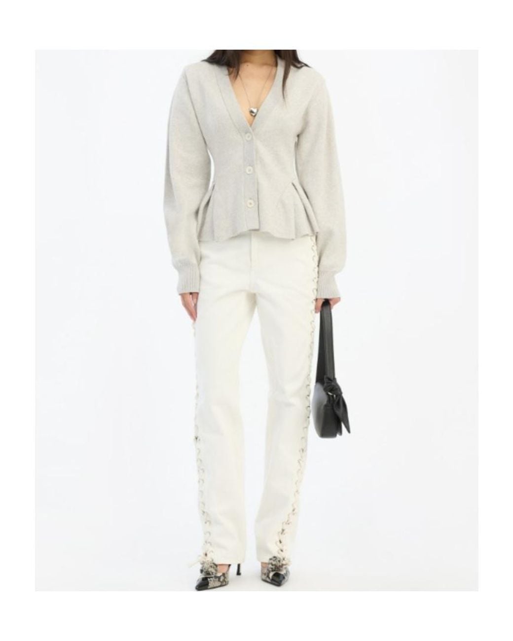 ROTATE BIRGER CHRISTENSEN White Logo Patch Laced Jeans