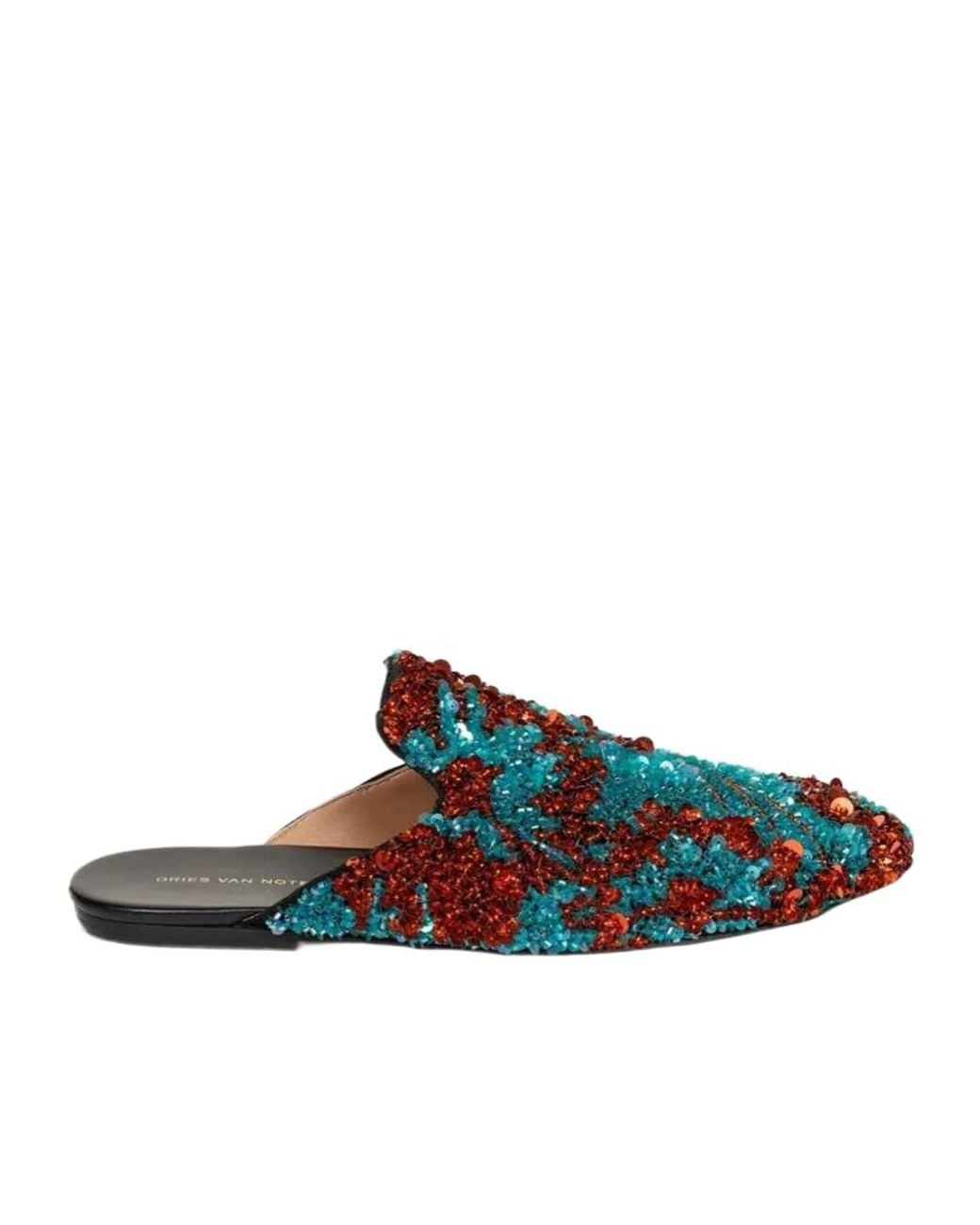 Dries Van Noten Blue Sequin-Embellished Slippers for men