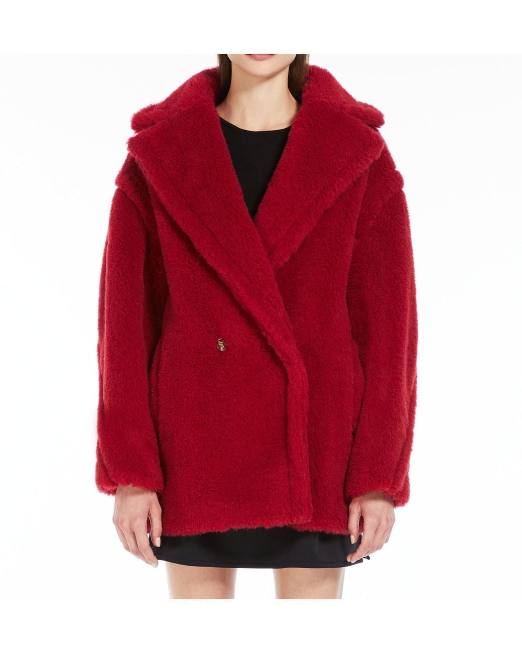 Max Mara Red Double-Breasted Long-Sleeved Coat