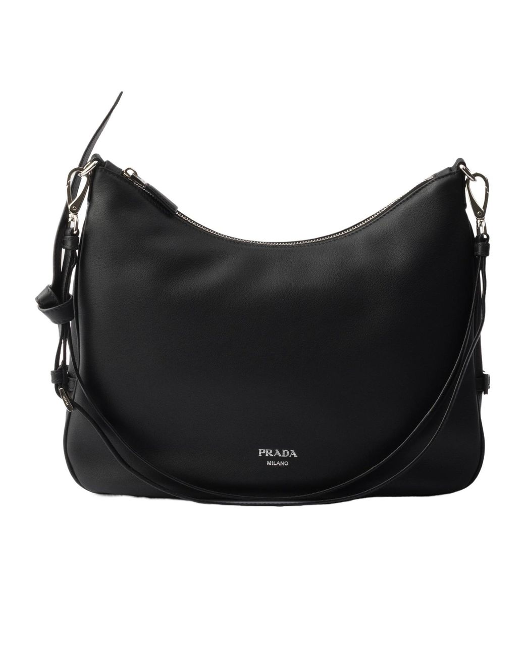 Prada Black Fold Large Leather Shoulder Bag