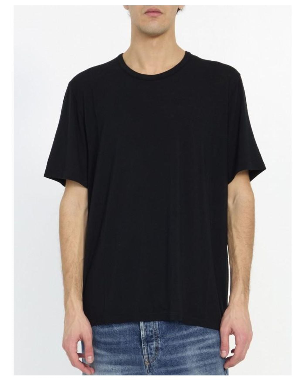 Saint Laurent Black Crewneck Short-Sleeved T-Shirt for men