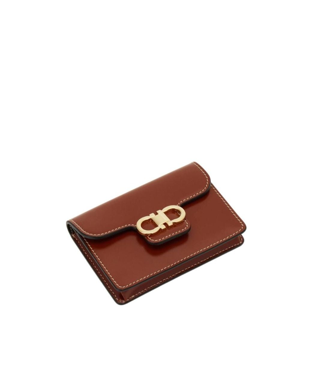 Ferragamo Brown Ferragamo Gancini Card Holder