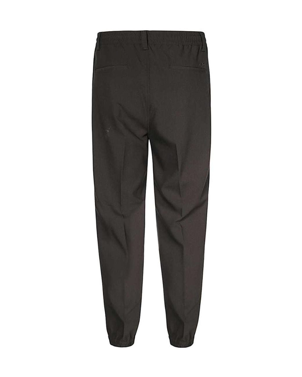 Emporio Armani Black Elasticated-Waist Tapered Trousers for men