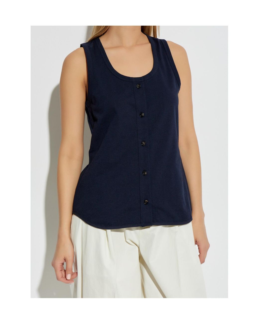 Bottega Veneta Blue Single Breasted Sleeveless Top